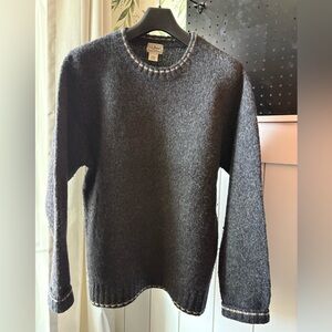 Men's LL Bean Classic Wool Blend Henley Sweater Large - Dark Gray